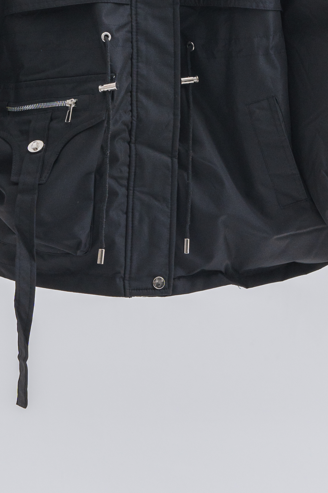 ファー付きウエストドロストコート