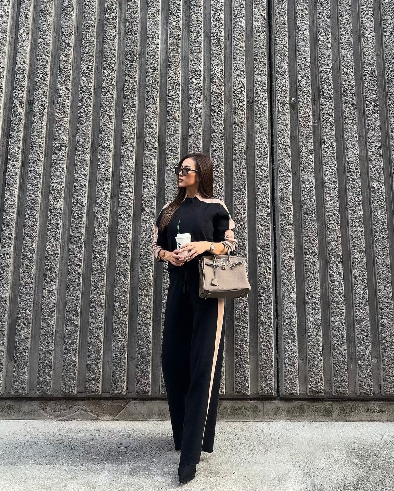 【即納】バイカラーラインリラックスセットアップ