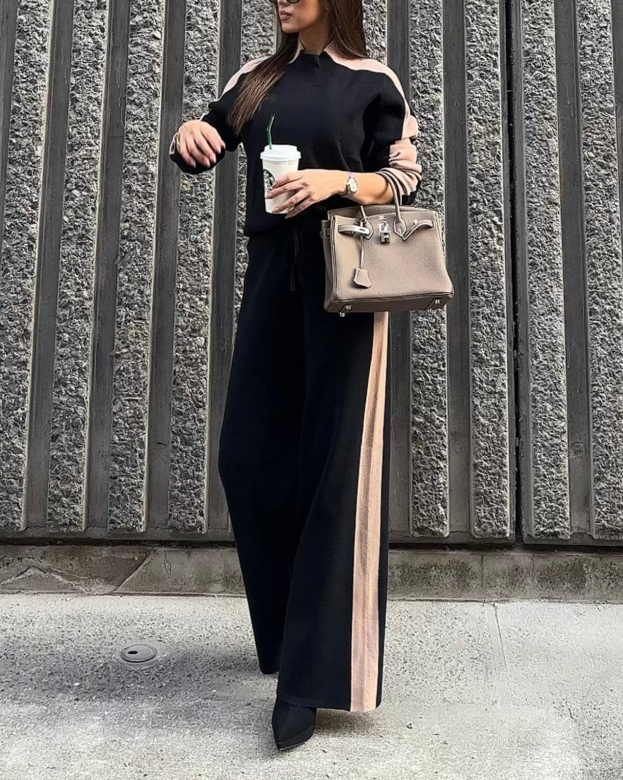 【即納】バイカラーラインリラックスセットアップ