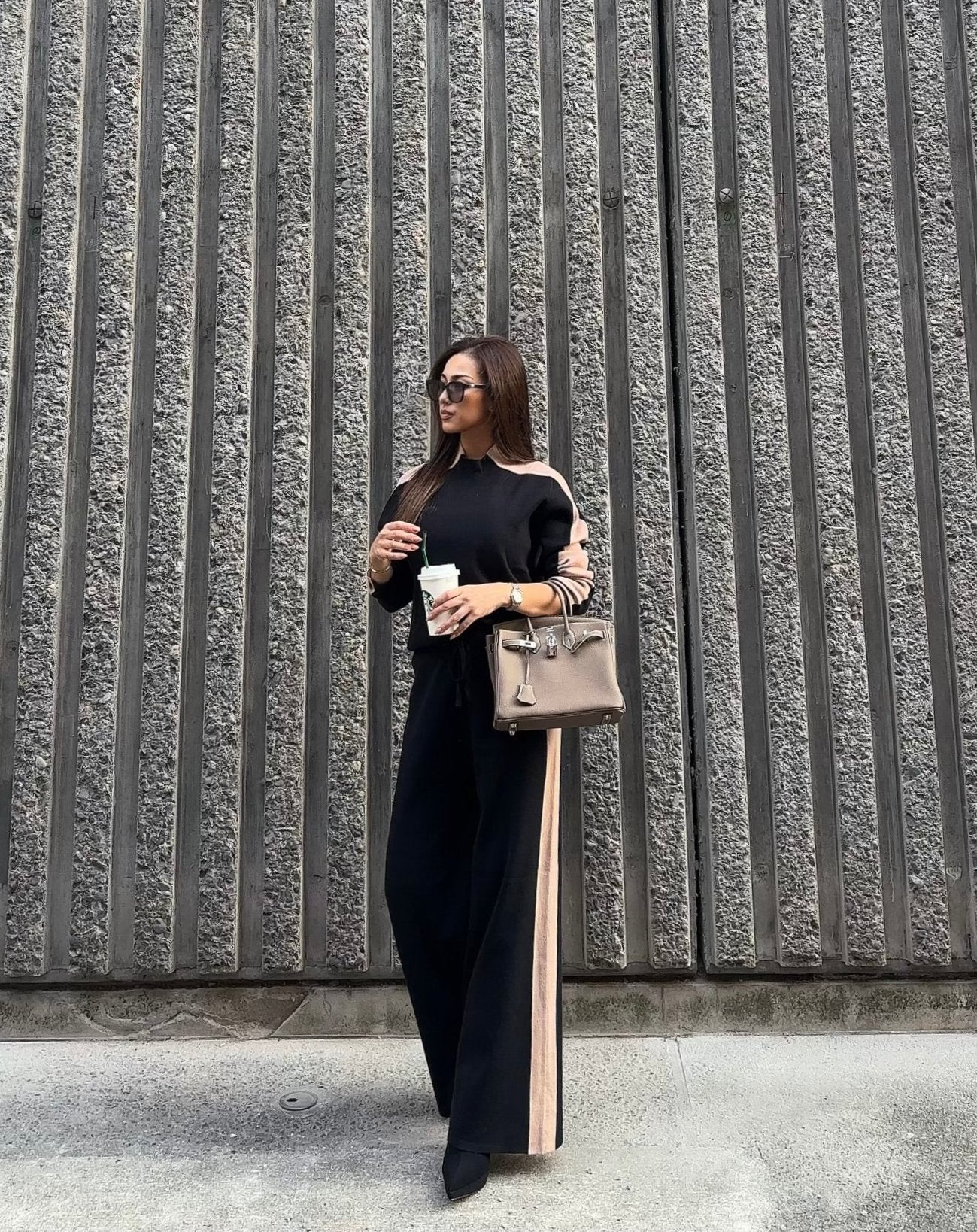 【即納】バイカラーラインリラックスセットアップ