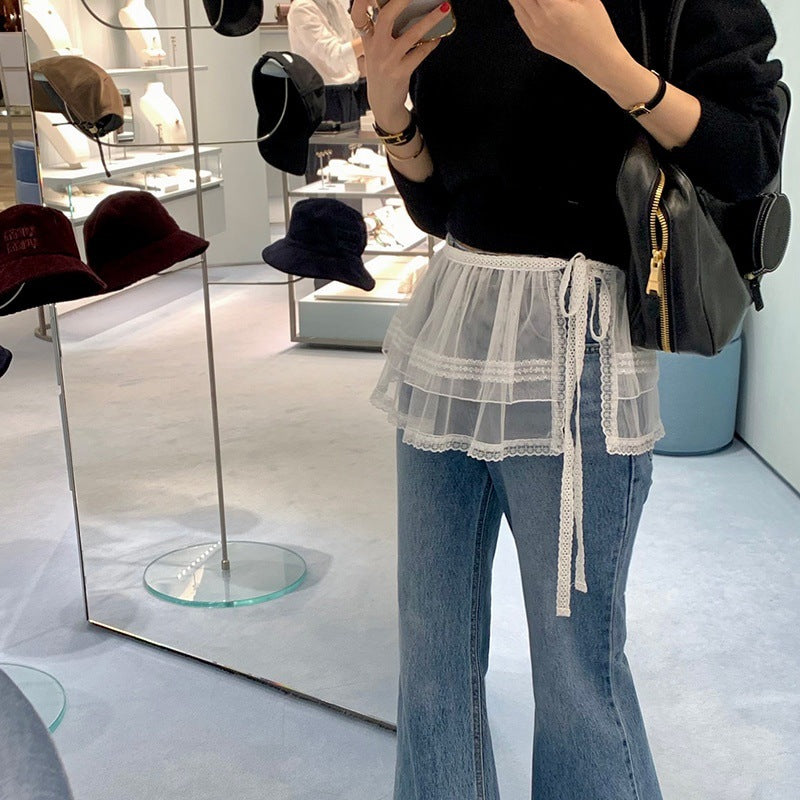 シアーレースティアードラップスカート