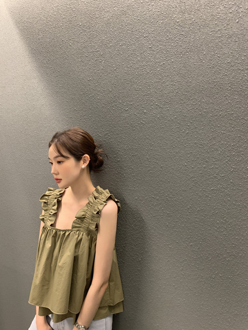新作【即納 6/12(金)12:00~販売START】フリルショルダーティアードブラウス