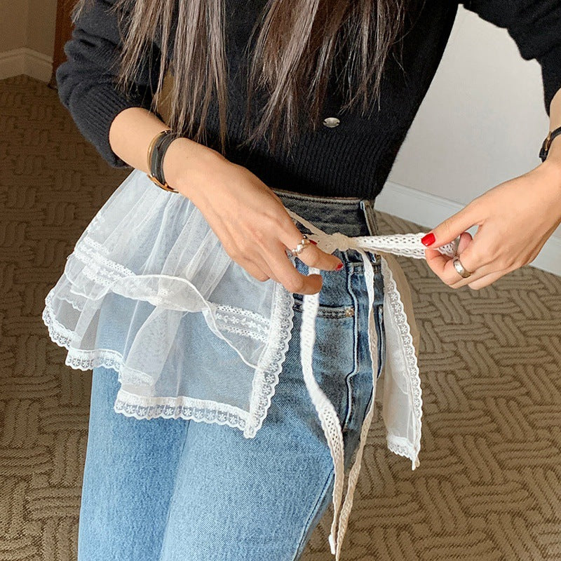 シアーレースティアードラップスカート