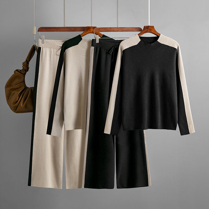 【即納】バイカラーラインリラックスセットアップ