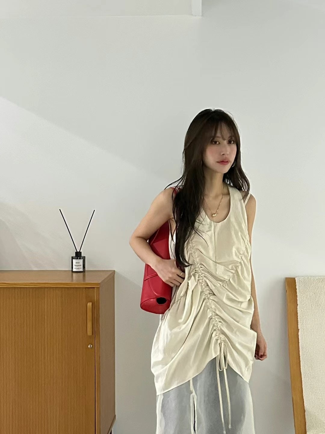 シアーレイヤードギャザーワンピース