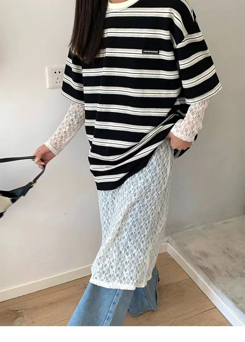 シアーレースレイヤードワンピース