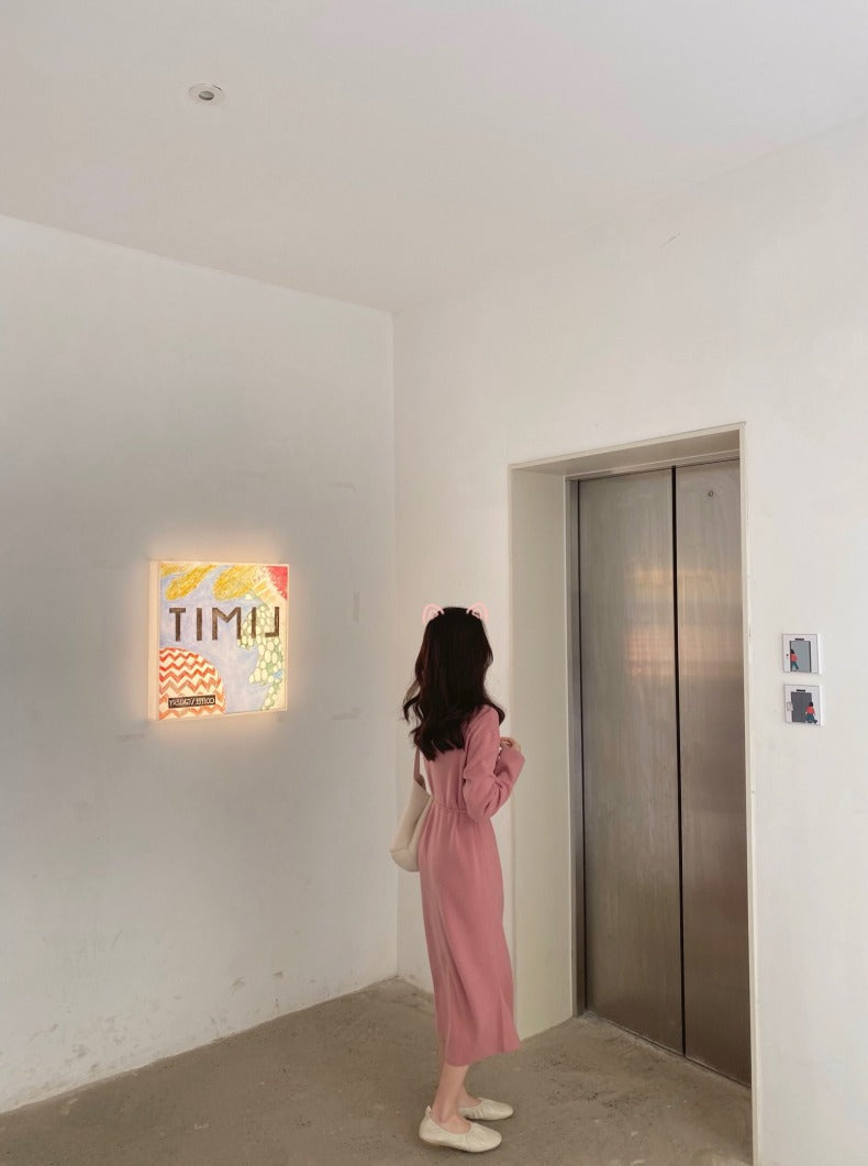 シンプルニットボタンワンピース