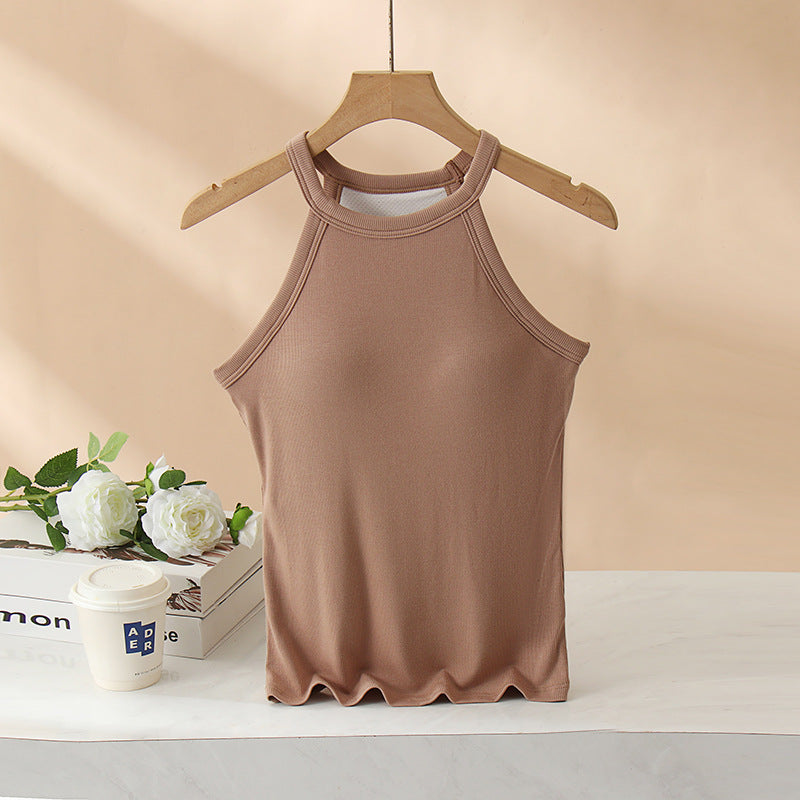 カップ付きリブタンクトップ