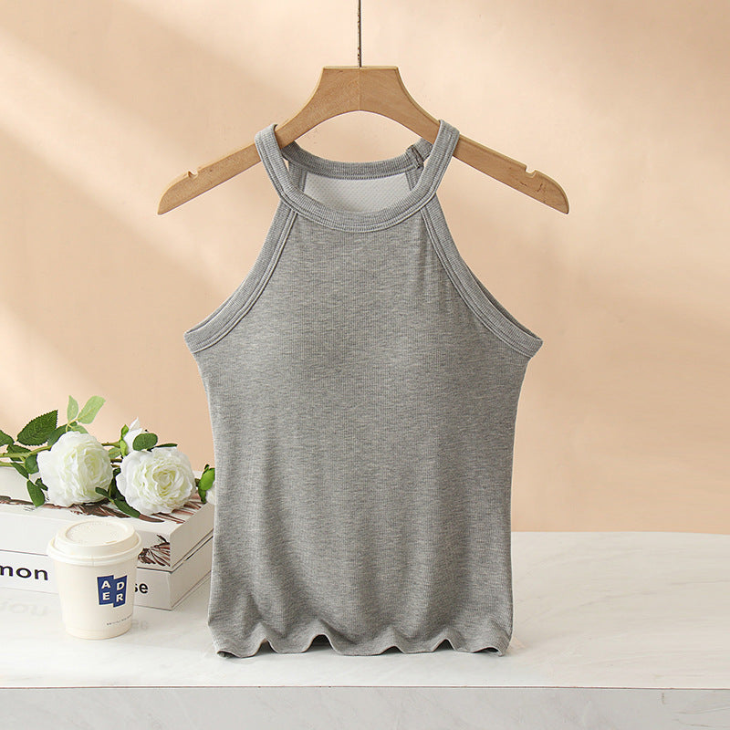 カップ付きリブタンクトップ