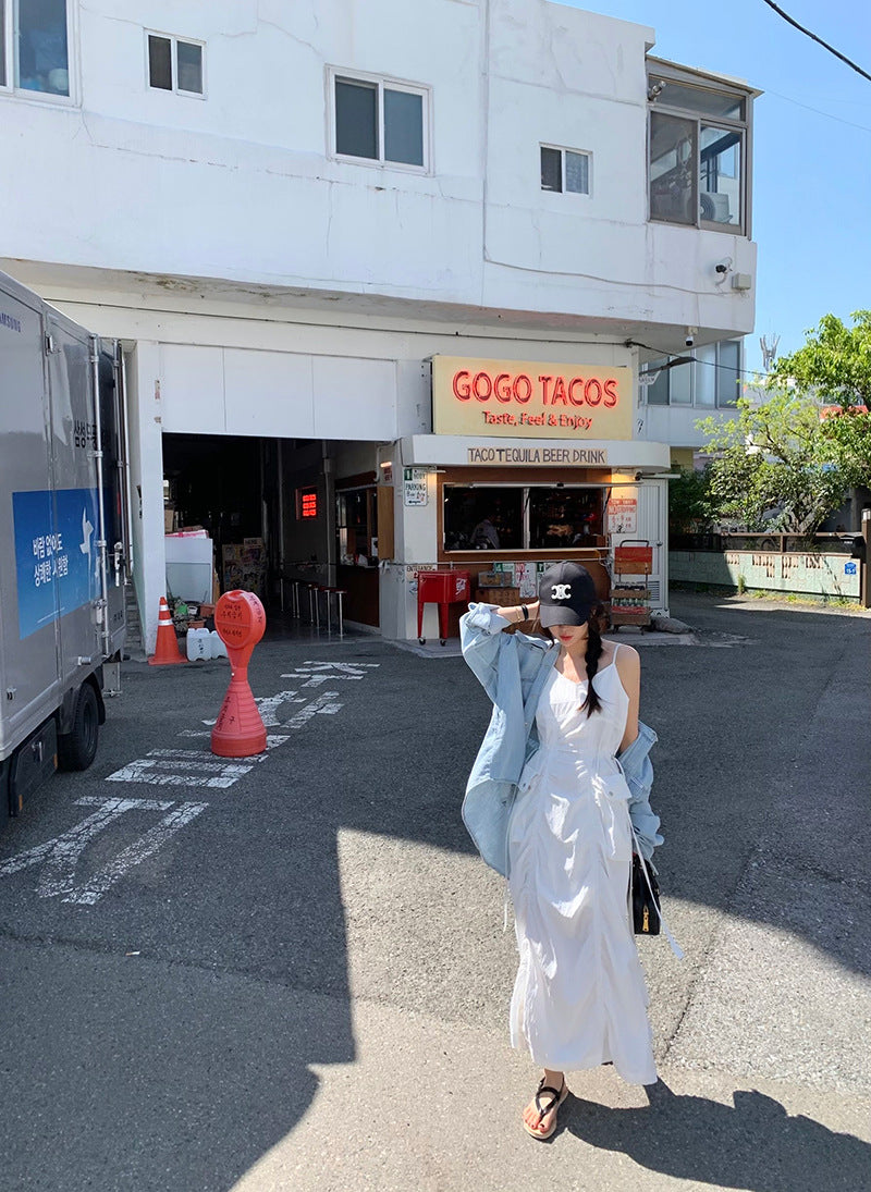 サイドギャザーキャミワンピース