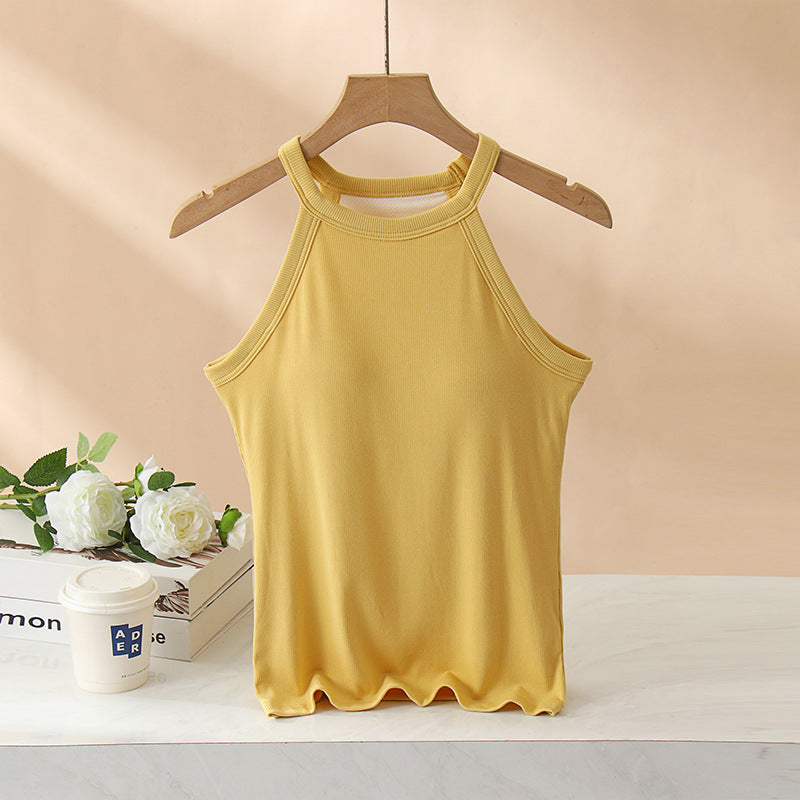 カップ付きリブタンクトップ