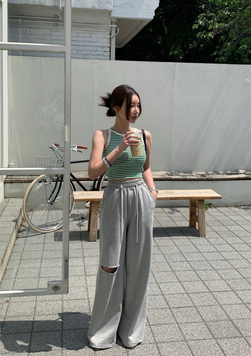 【即納】スリットカットスウェットパンツ