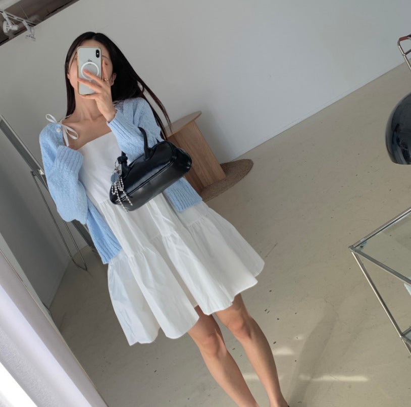 リボンショルダーティアードチュニック