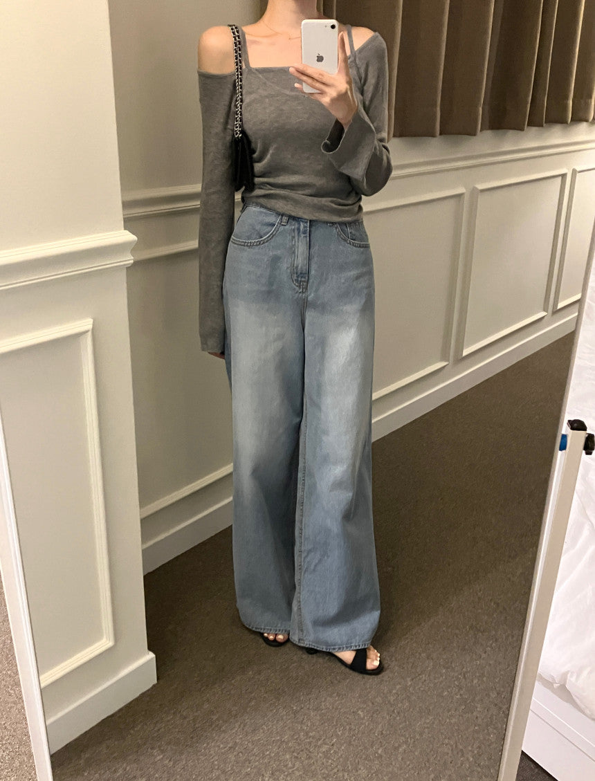 【即納】レイヤードオフショルダートップス