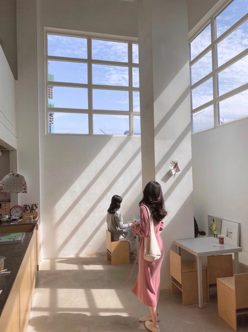 シンプルニットボタンワンピース