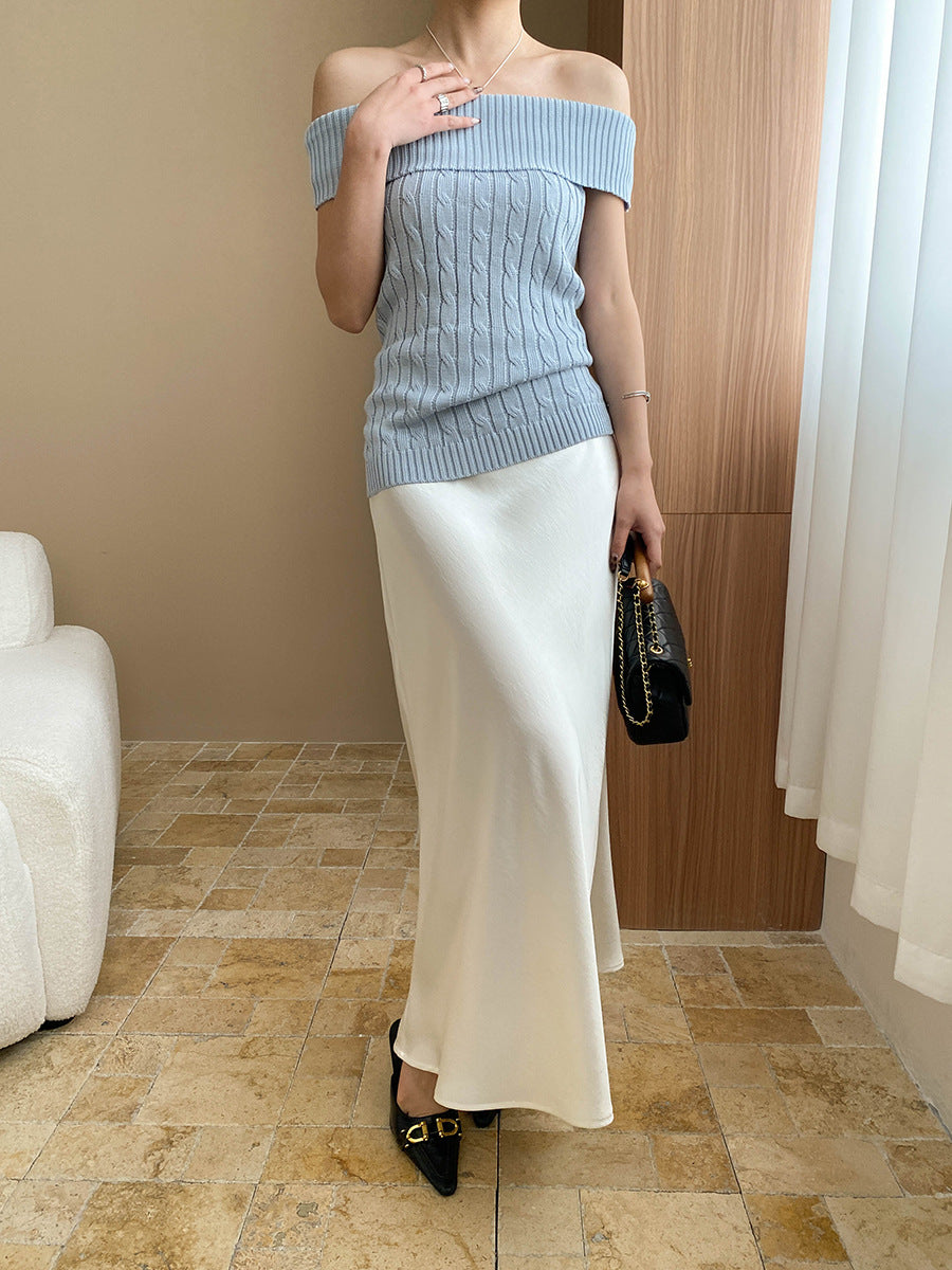 ケーブル編みオフショルトップス