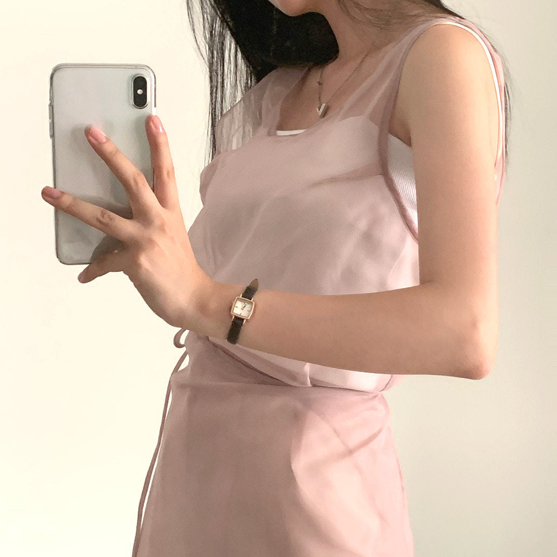 レイヤードラップシースルーワンピース