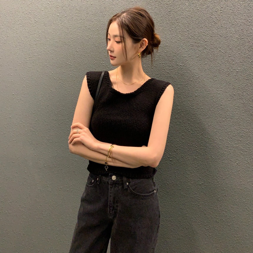 新作【即納 6/5(金)12:00~販売START】バックリボンニットタンクトップ