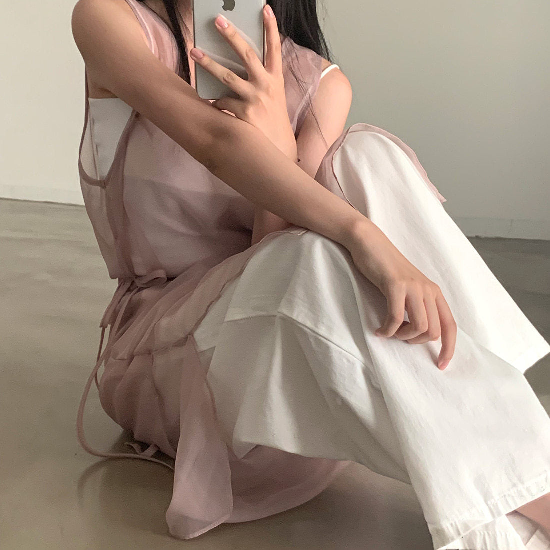 レイヤードラップシースルーワンピース