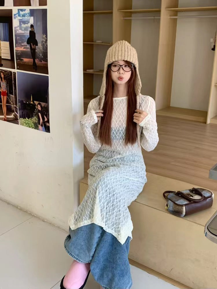 シアーレースレイヤードワンピース