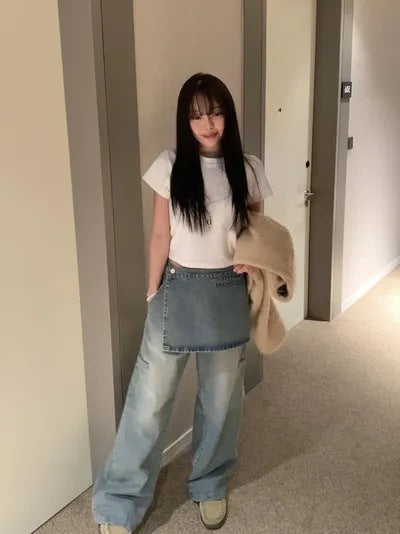 レイヤードルックデニムパンツ