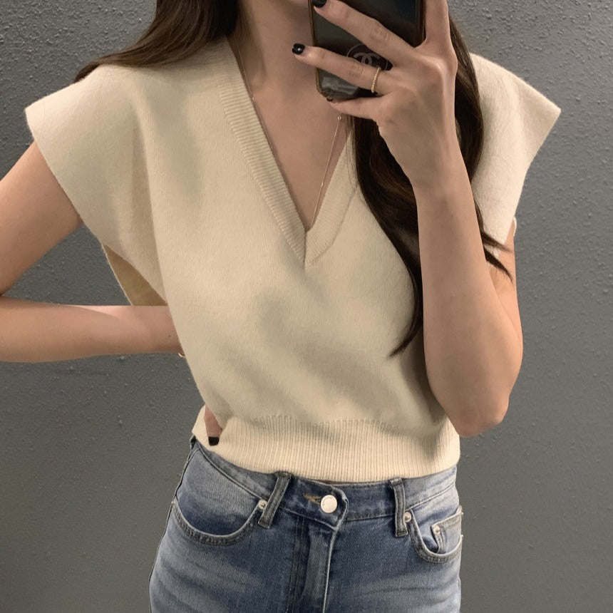 週末限定2BUY10%OFF|《グレー新色追加》【即納】Vネックニットベスト