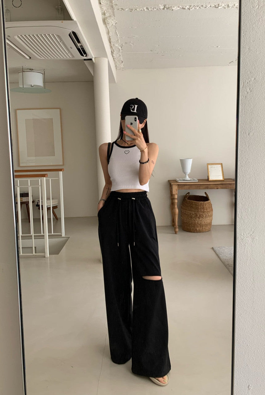 【即納】スリットカットスウェットパンツ