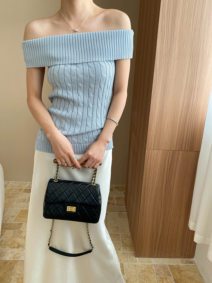 ケーブル編みオフショルトップス