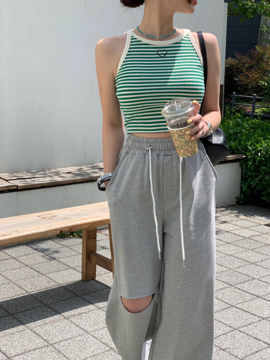 【即納】スリットカットスウェットパンツ