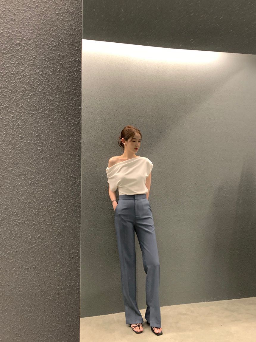 即納【新作 4/10(金)12:00~販売START】ギャザードレープワンショルトップス