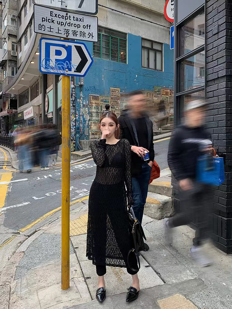 シアーレースレイヤードワンピース