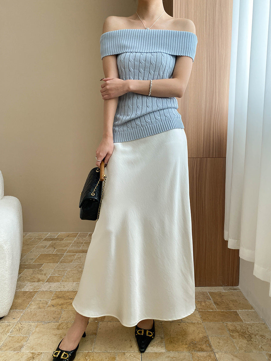 ケーブル編みオフショルトップス