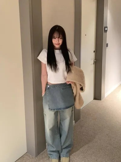 レイヤードルックデニムパンツ