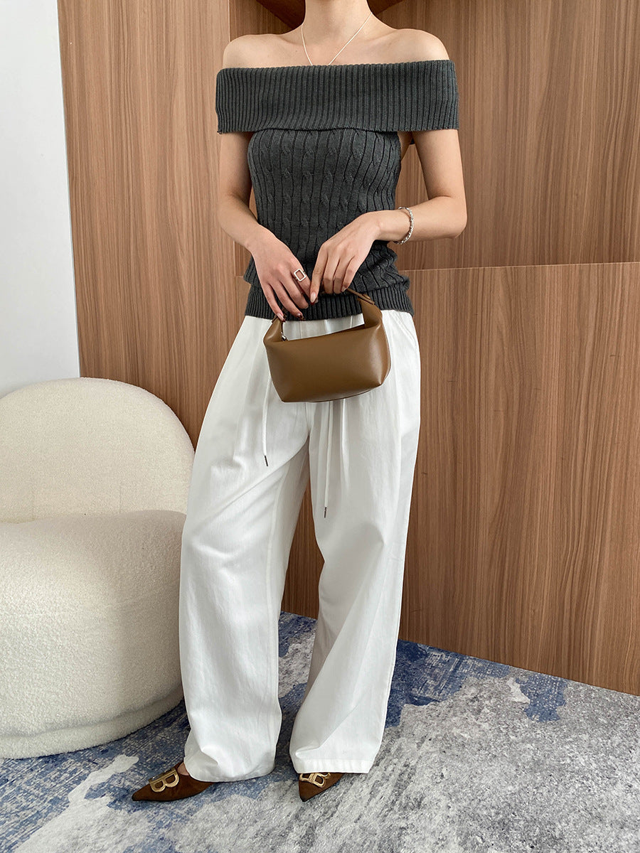 ケーブル編みオフショルトップス