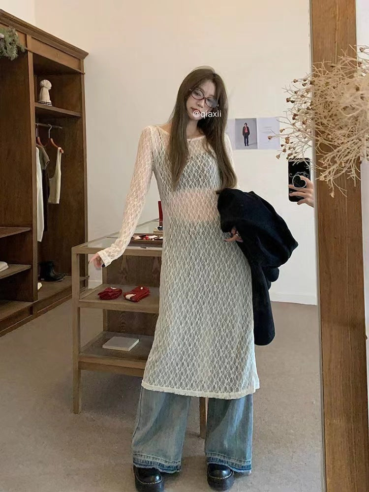 シアーレースレイヤードワンピース