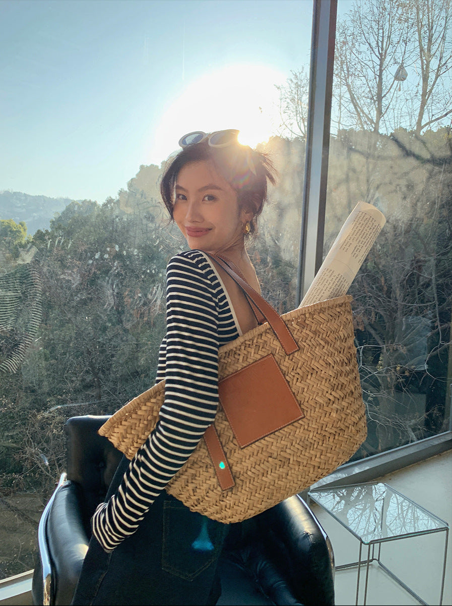 【即納】バックオープンボーダーカットソー