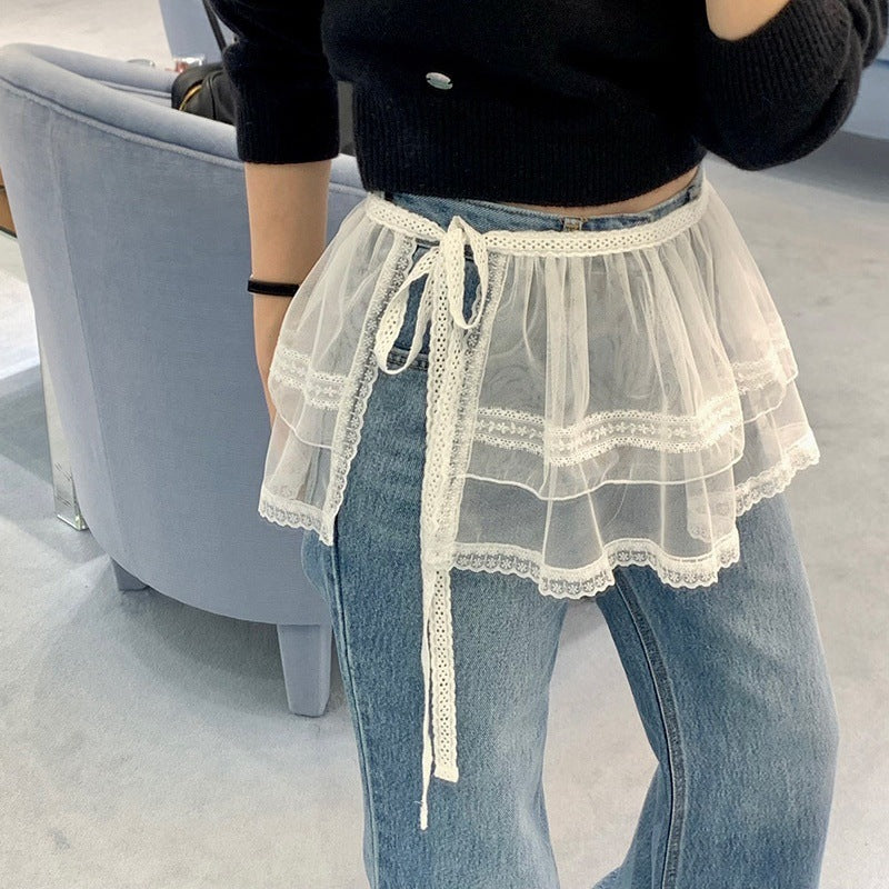 シアーレースティアードラップスカート