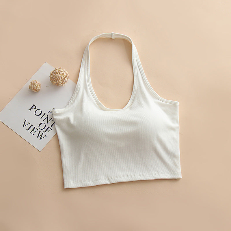 ホルターネックカップ付きタンクトップ