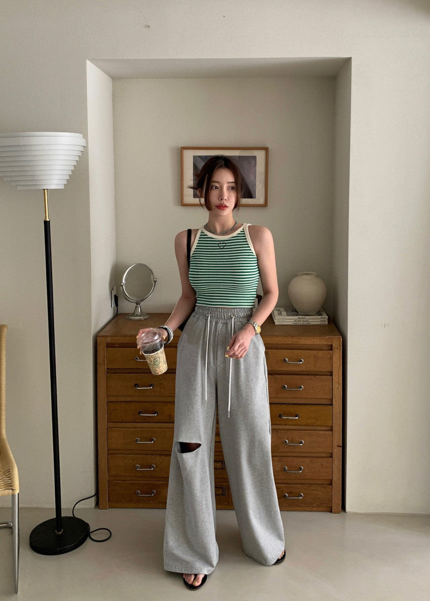 【即納】スリットカットスウェットパンツ