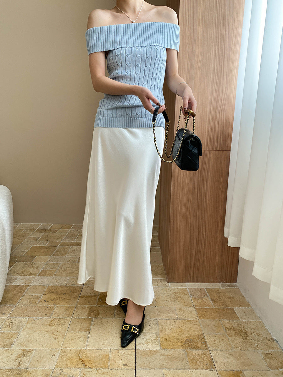 ケーブル編みオフショルトップス