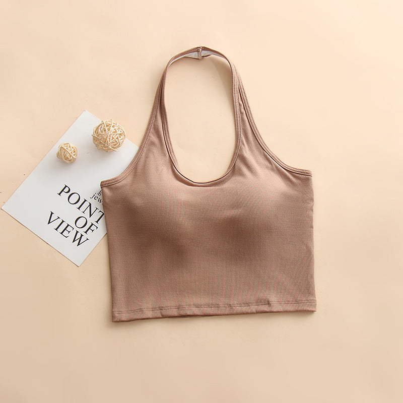 ホルターネックカップ付きタンクトップ