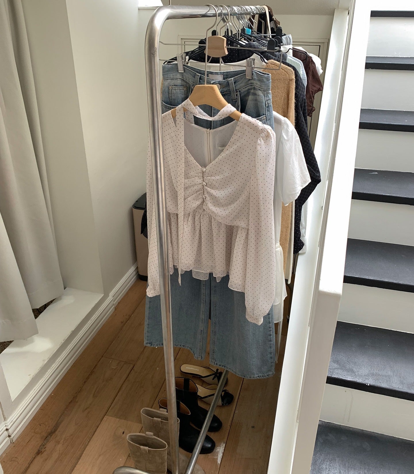 【新作 3/27(金)PM12:00~販売START】クラシックドット タイネックシフォンブラウス