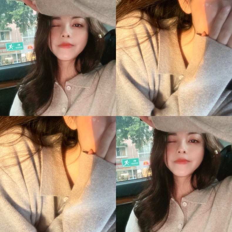 シンプルニットボタンワンピース