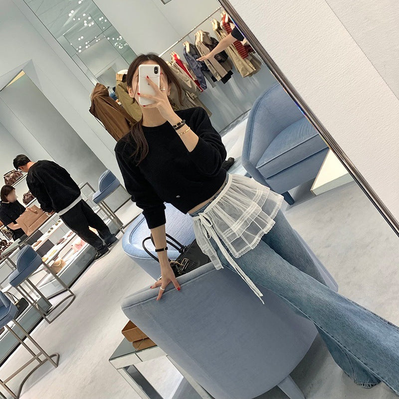 シアーレースティアードラップスカート