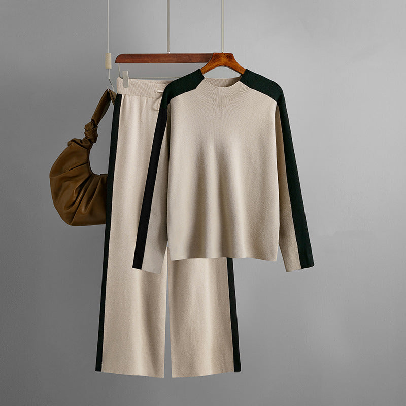 【即納】バイカラーラインリラックスセットアップ