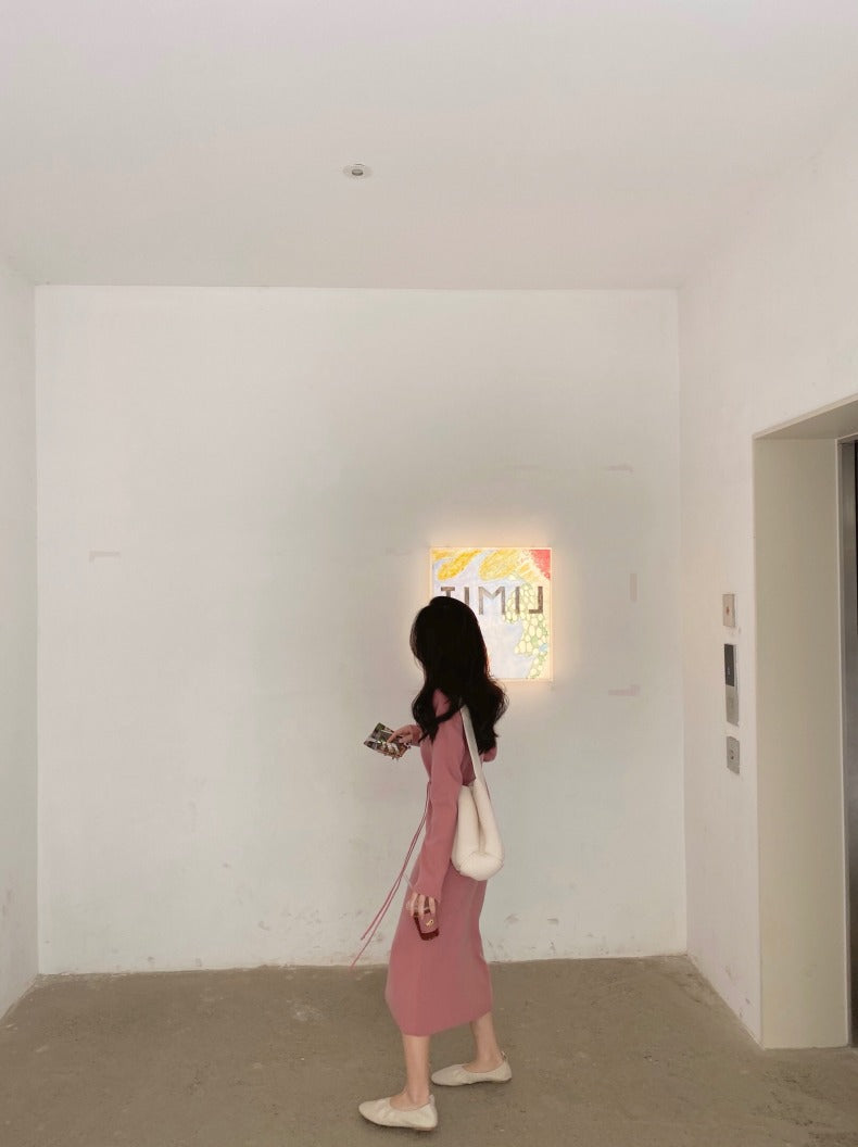 シンプルニットボタンワンピース