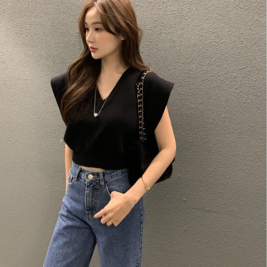 週末限定2BUY10%OFF|《グレー新色追加》【即納】Vネックニットベスト