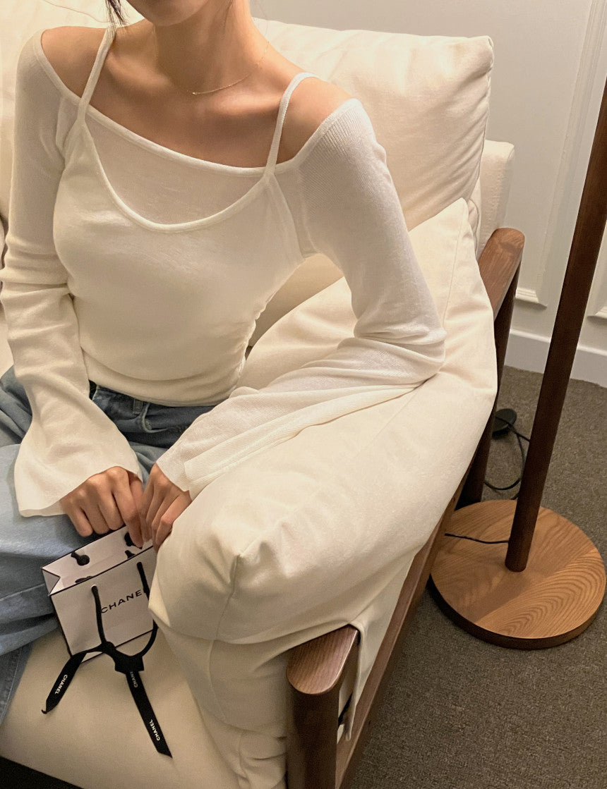 【即納】レイヤードオフショルダートップス