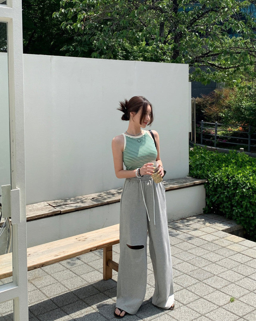 【即納】スリットカットスウェットパンツ