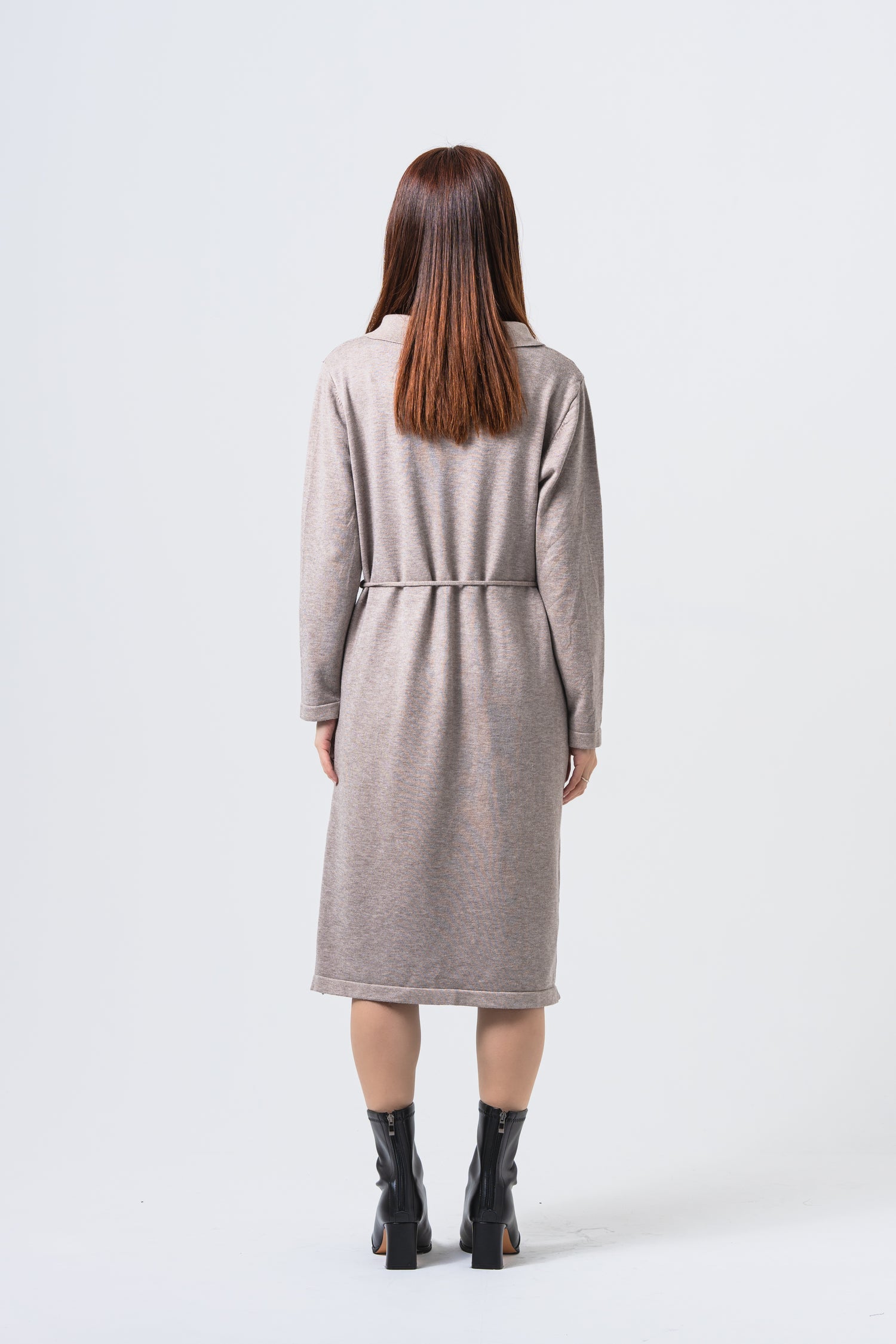 シンプルニットボタンワンピース